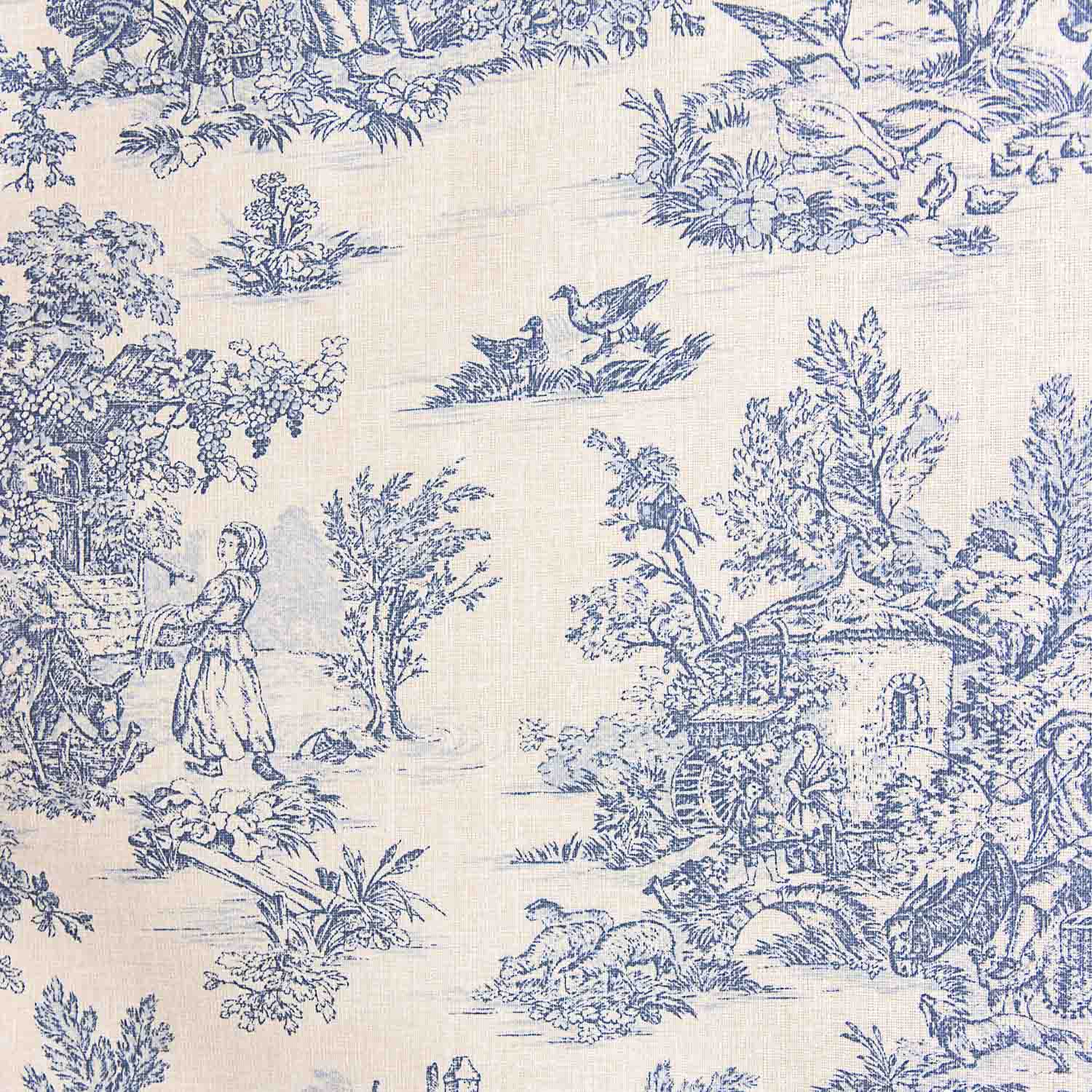 Coton Enduit Toile de Jouy Bleu et Blanc - Ribes y Casals