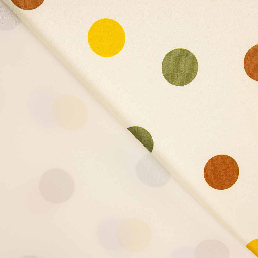 Glossy Fama Stretch Polka Dots Olive - Ribes y Casals