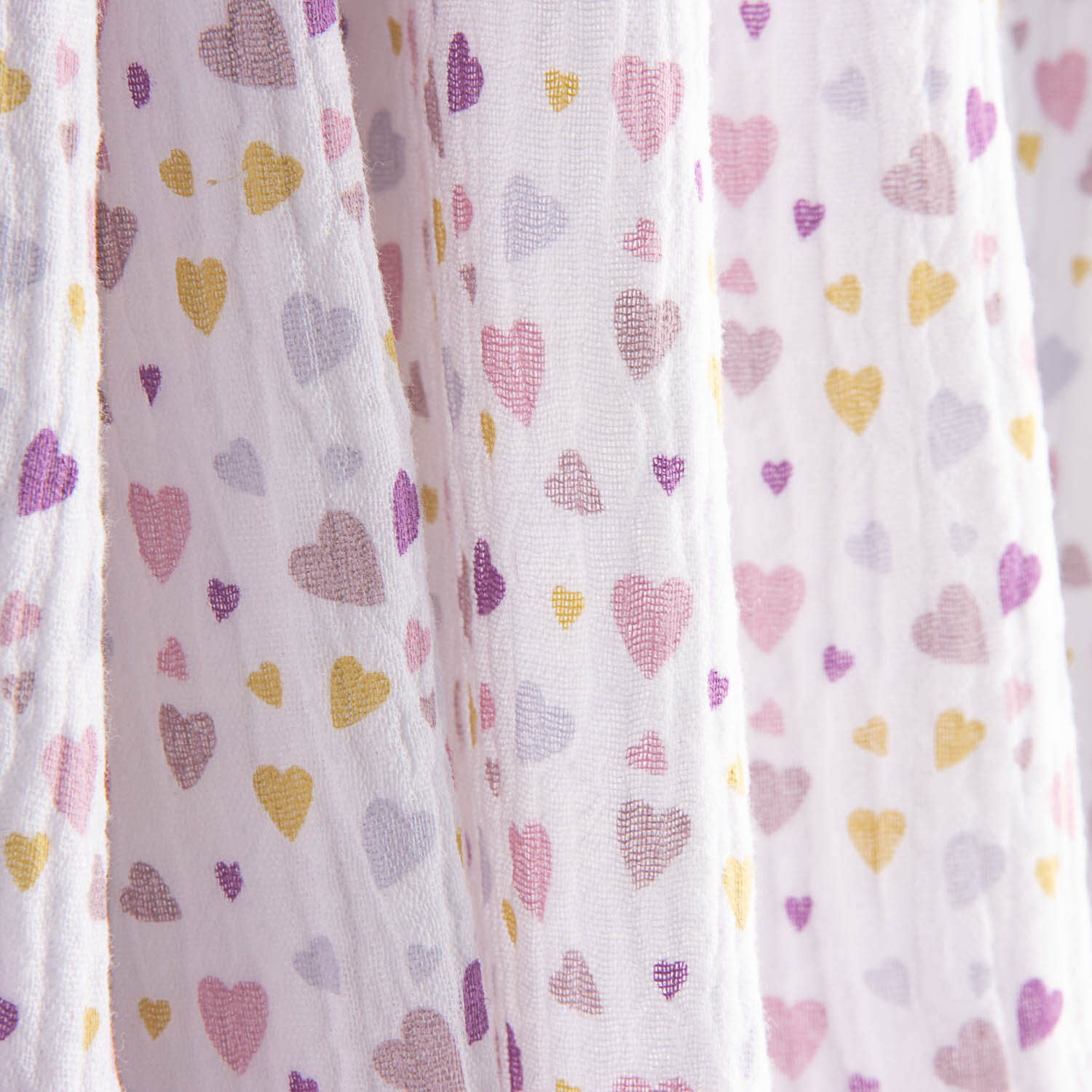 Mousseline de coton Cœurs pastel - Ribes y Casals