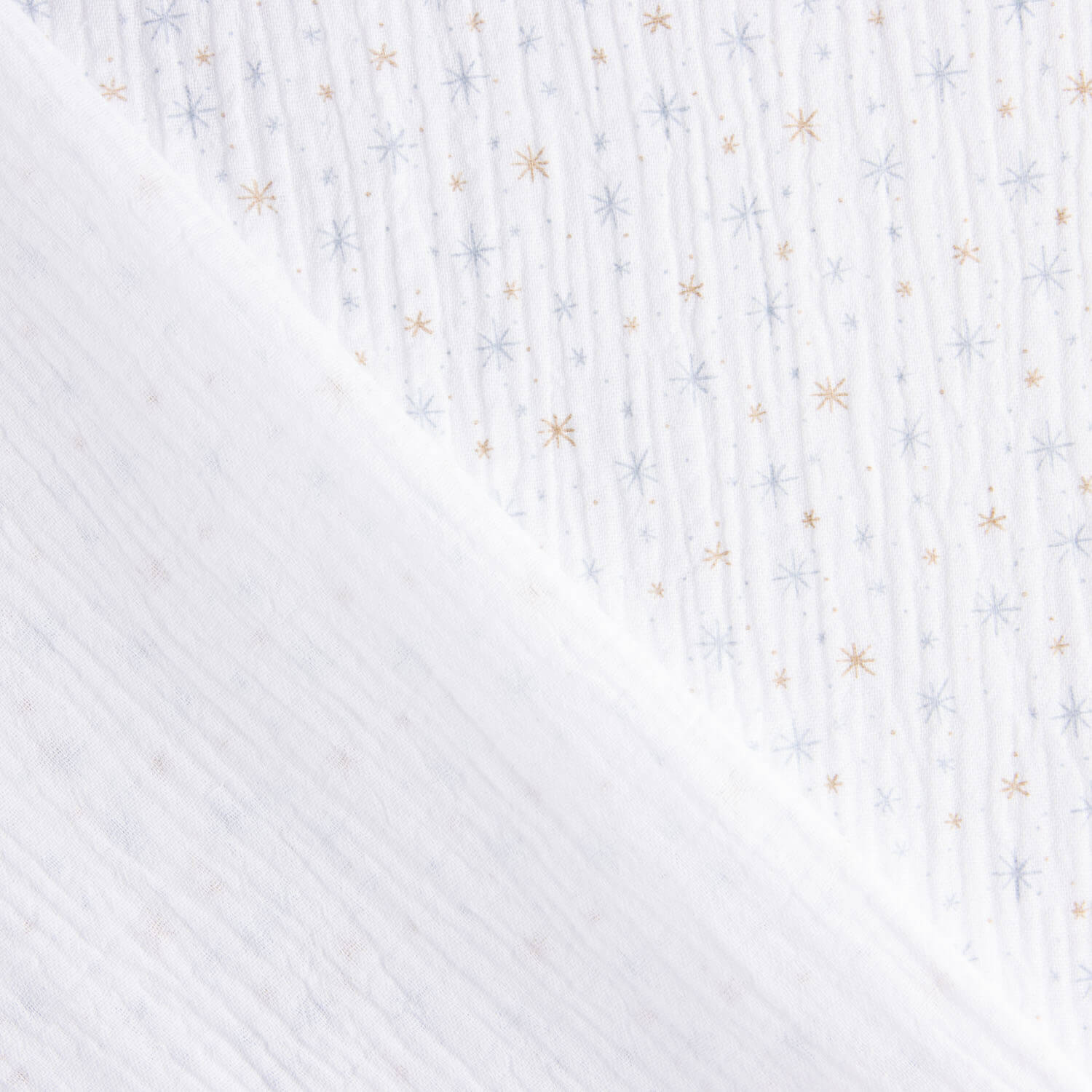 Mousseline de coton étoiles bleu et moutarde - Ribes y Casals