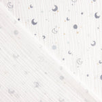 Mousseline de coton Lunes et étoiles bleues - Ribes y Casals