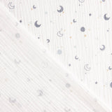 Mousseline de coton Lunes et étoiles bleues - Ribes y Casals