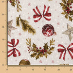 Toile de coton imprimée « Noël » avec boules et nœuds - Ribes y Casals