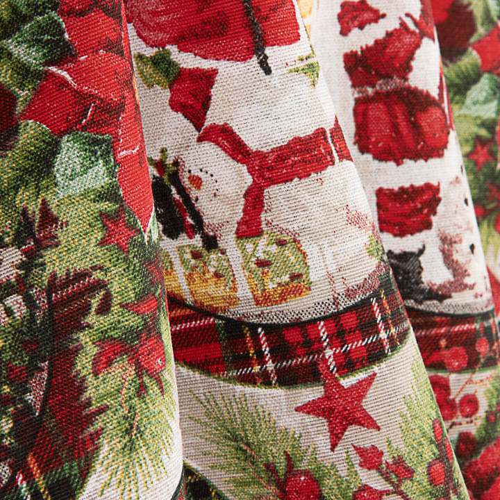 Toile de coton imprimée de Noël avec médaillons du Père Noël - Ribes y Casals