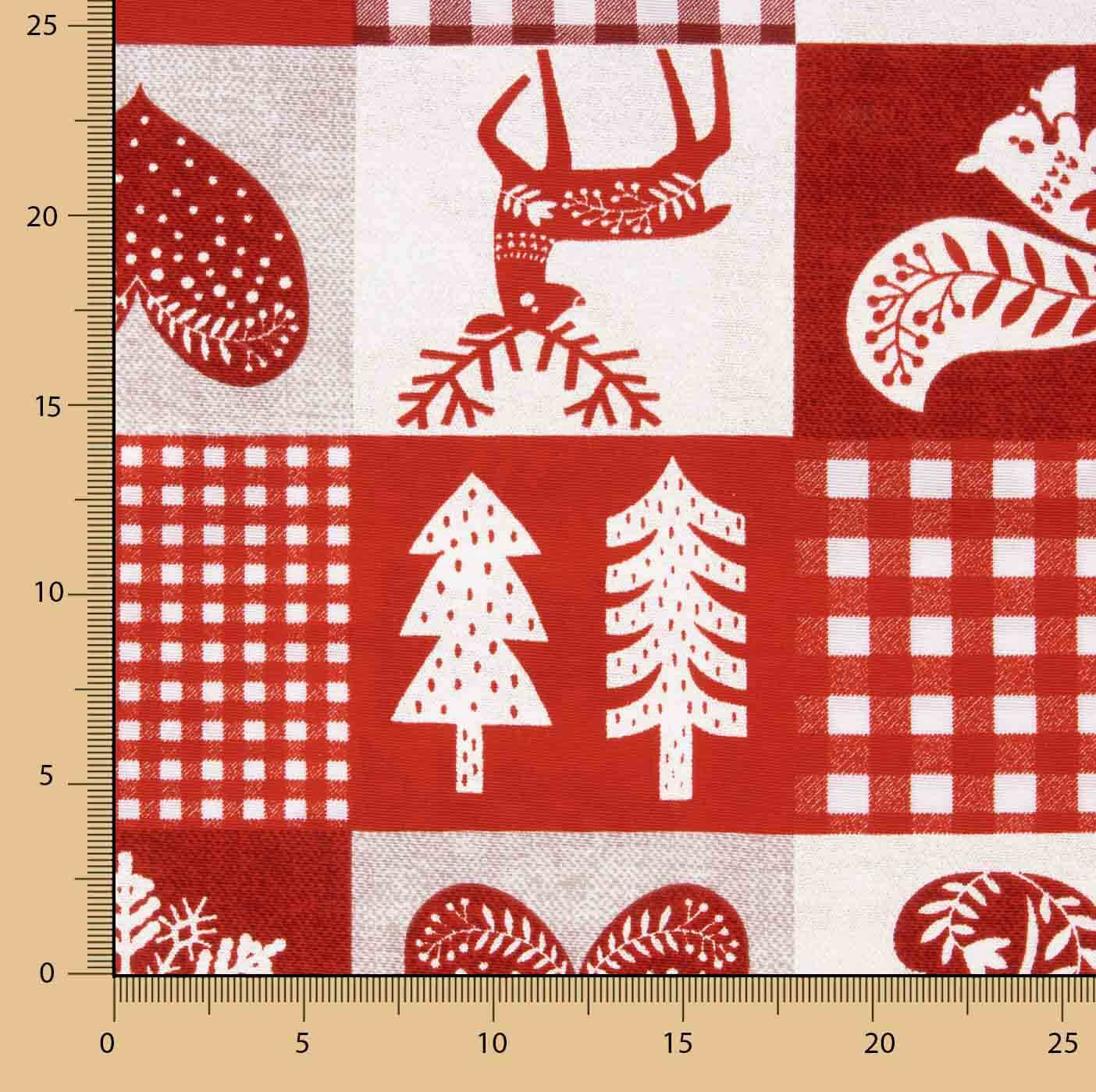 Toile de coton imprimée Noël, style patchwork nordique - Ribes y Casals