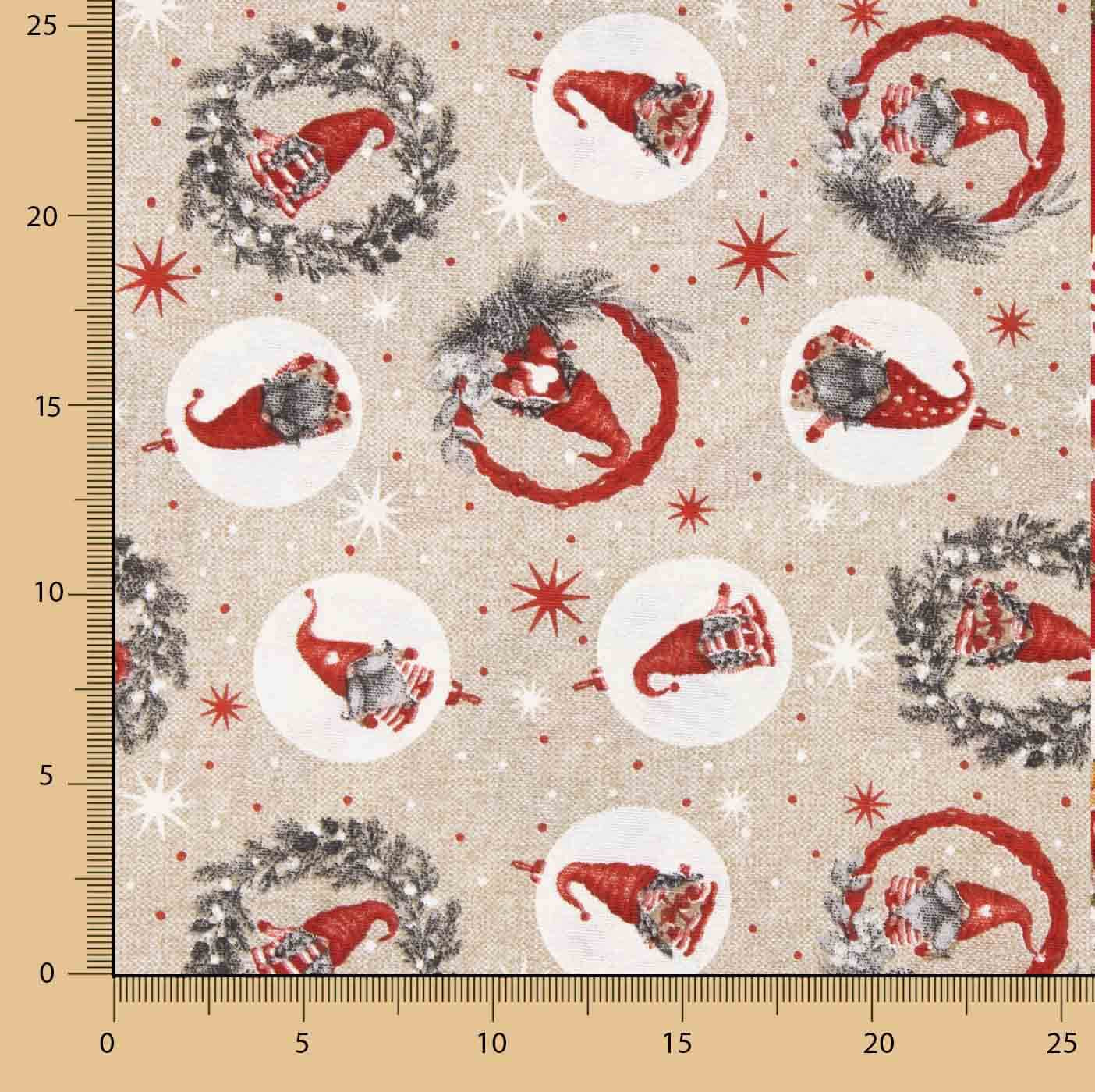 Toile de coton imprimée « Noël et gnomes » - Ribes y Casals