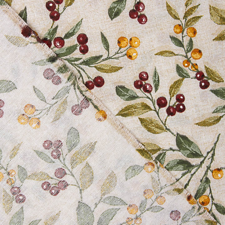 Toile de coton imprimée « Noël » : branches et baies - Ribes y Casals