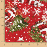 Toile de coton imprimée Noël : Père Noël et sapin - Ribes y Casals