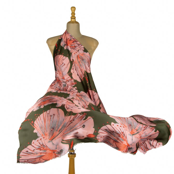 Satin imprimé hibiscus - Ribes y Casals