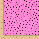 Crêpe Pois Noir 7mm Fuchsia - Ribes y Casals