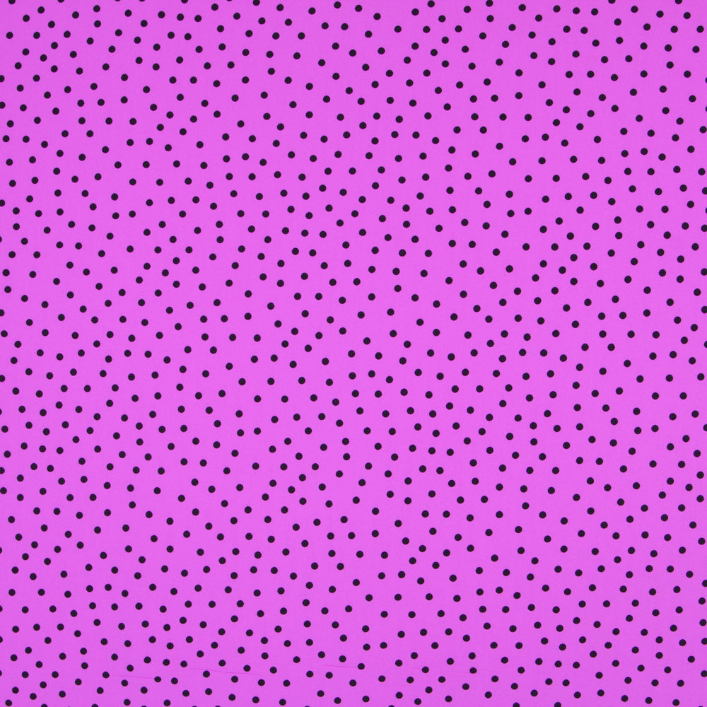 Crêpe Pois Noir 7mm Mauve - Ribes y Casals