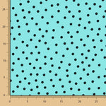 Crêpe Pois Noir 7 Mm Turquoise - Ribes y Casals