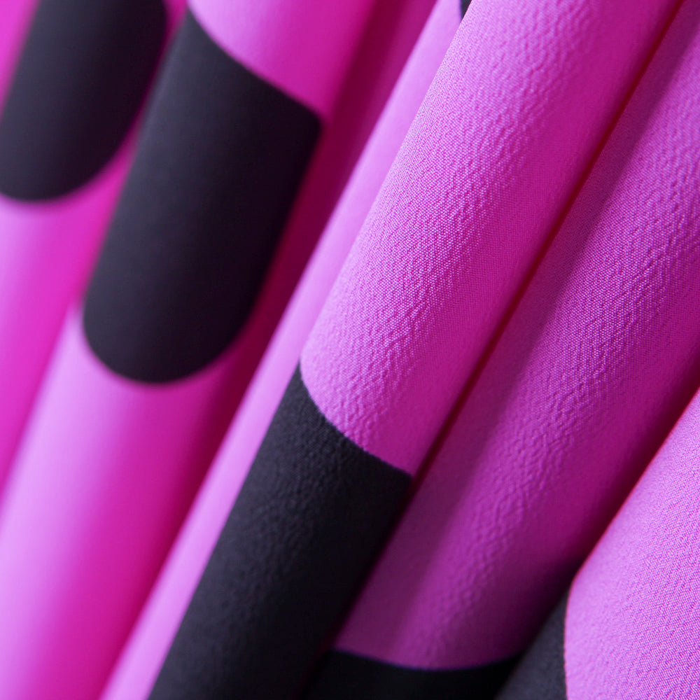 Crêpe Pois Noir 55mm Mauve - Ribes y Casals