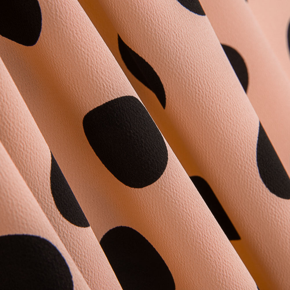 Crêpe À Pois Noir 33mm Rose - Ribes y Casals