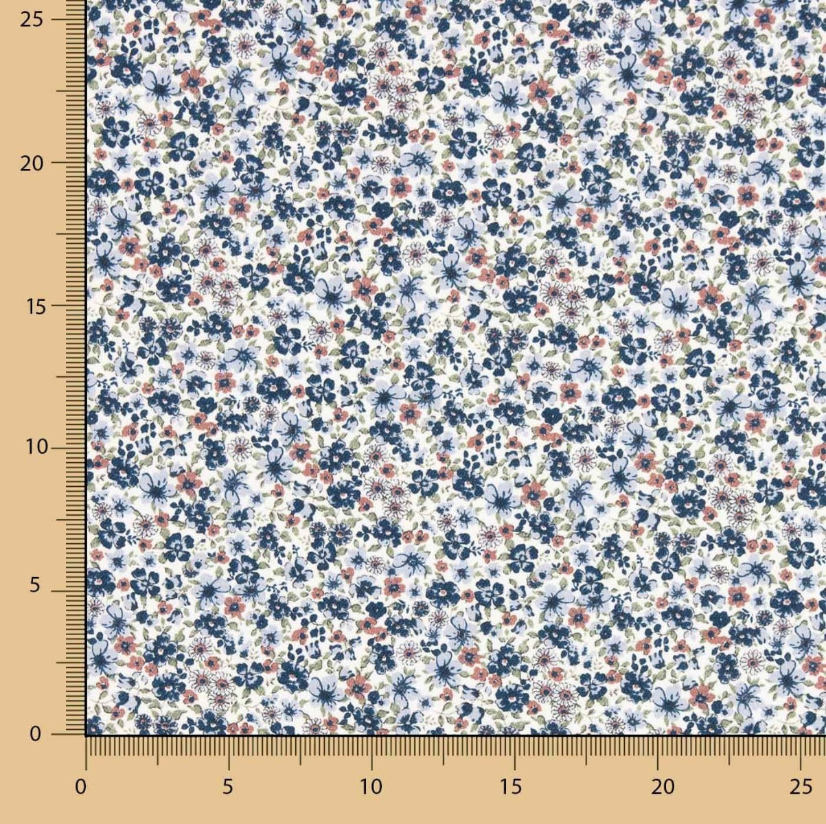 Viyela Coton Petites Fleurs Denia Bleu - Ribes y Casals