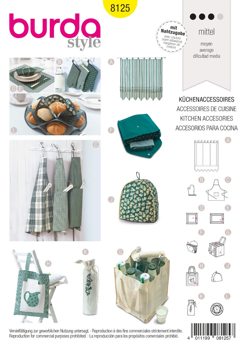 Patron de Couture Burda 8125 Accessoires de cuisine - Ribes y Casals