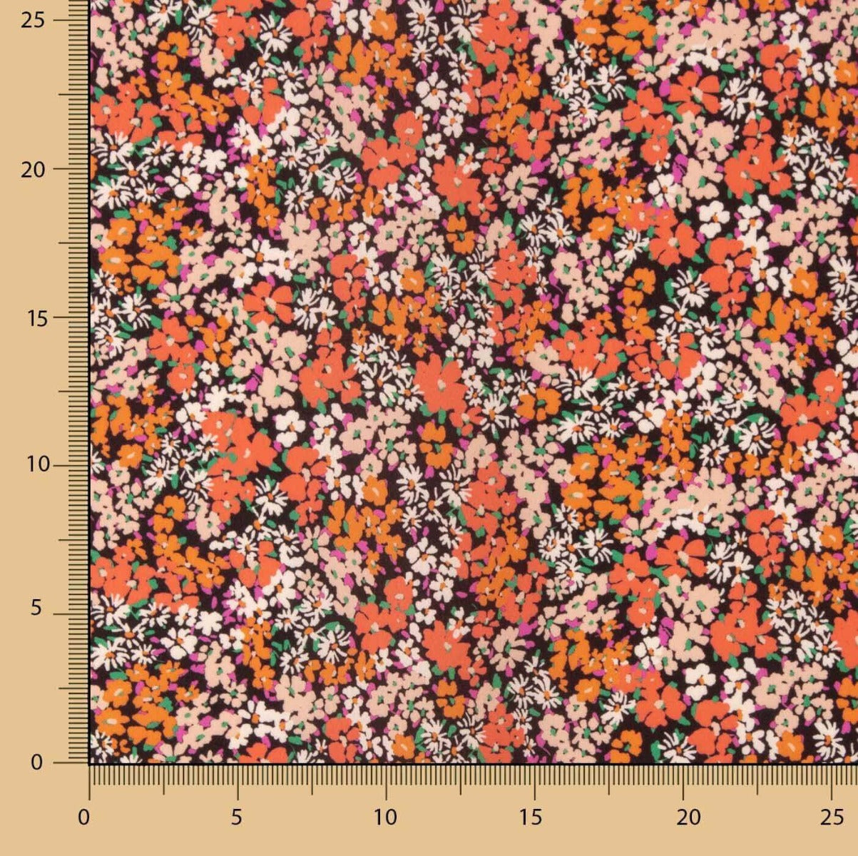 Crêpe léger imprimé jardin corail - Ribes y Casals