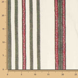 Toile de coton Half Panama imprimée de rayures ethniques vertes et rouges - Ribes y Casals