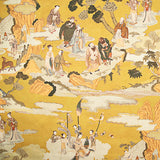 Toile de coton Half Panama imprimée « Jardin impérial oriental » moutarde - Ribes y Casals