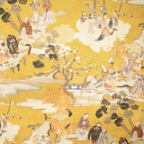 Toile de coton Half Panama imprimée « Jardin impérial oriental » moutarde - Ribes y Casals