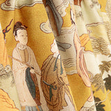 Toile de coton Half Panama imprimée « Jardin impérial oriental » moutarde - Ribes y Casals
