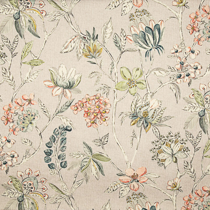 Toile de coton Half Panama imprimée « motif botanique » aquarelle - Ribes y Casals