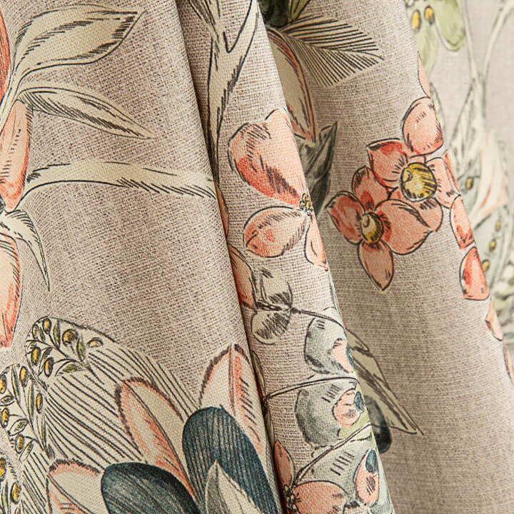 Toile de coton Half Panama imprimée « motif botanique » aquarelle - Ribes y Casals