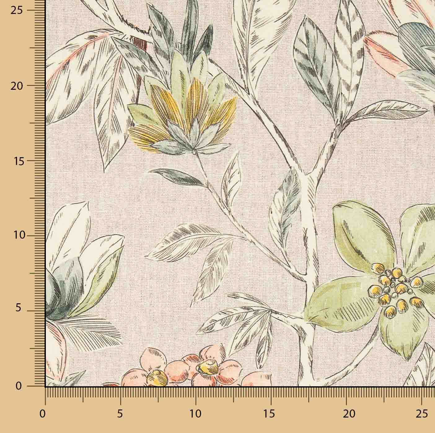 Toile de coton Half Panama imprimée « motif botanique » aquarelle - Ribes y Casals