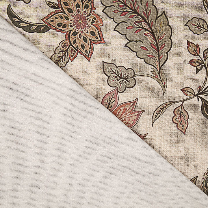 Toile de coton Half Panama imprimée de motifs cachemire rose corail - Ribes y Casals