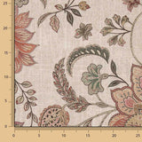 Toile de coton Half Panama imprimée de motifs cachemire rose corail - Ribes y Casals