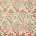Toile de coton Half Panama imprimée motif ethnique Damas terre cuite - Ribes y Casals