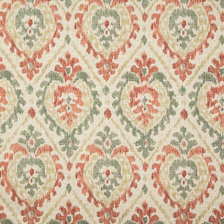 Toile de coton Half Panama imprimée motif ethnique Damas terre cuite - Ribes y Casals