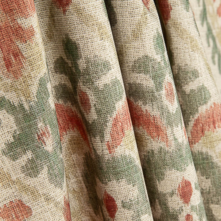 Toile de coton Half Panama imprimée motif ethnique Damas terre cuite - Ribes y Casals