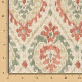 Toile de coton Half Panama imprimée motif ethnique Damas terre cuite - Ribes y Casals
