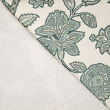 Toile de coton Half Panama imprimée « Jardin oriental » vert sauge - Ribes y Casals