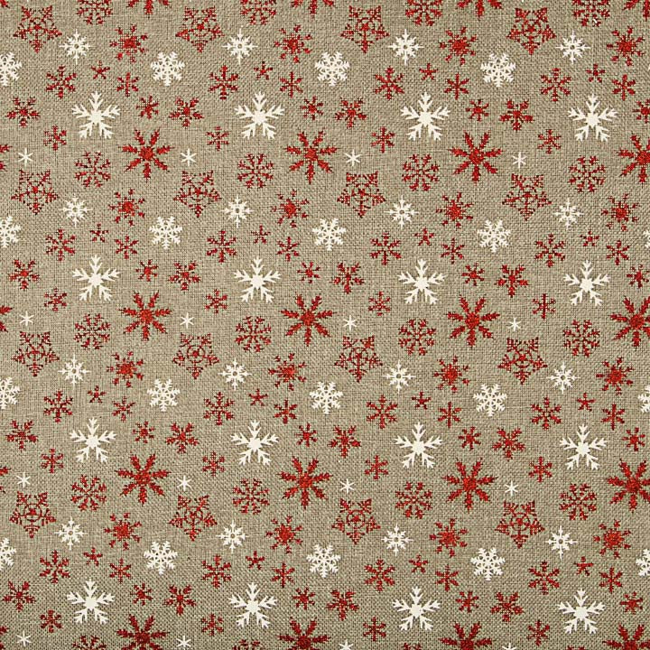Tissu de jute décoratif imprimé de flocons de neige - Ribes y Casals