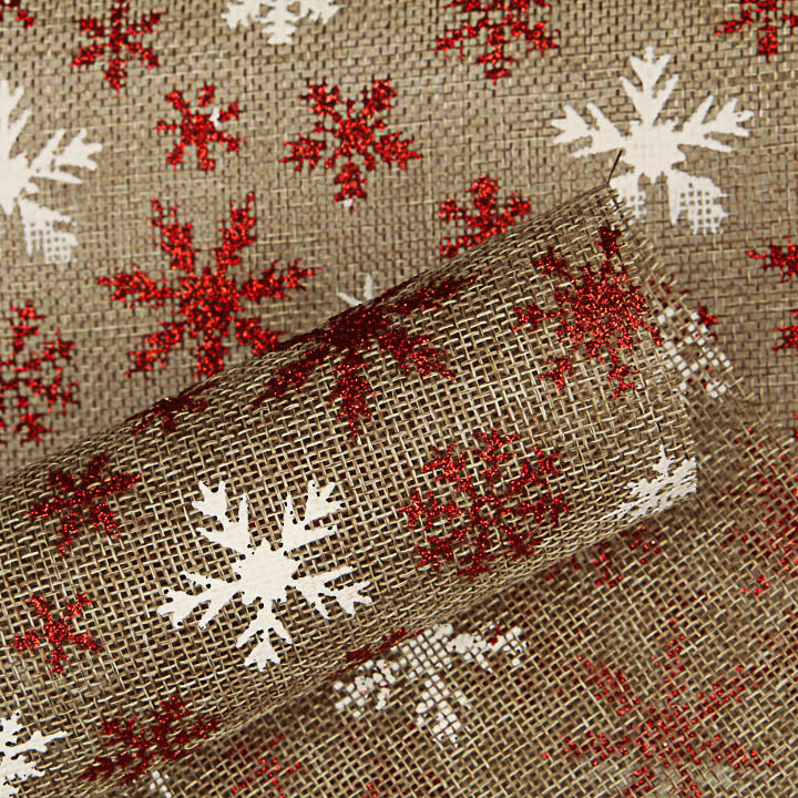Tissu de jute décoratif imprimé de flocons de neige - Ribes y Casals