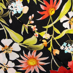 Satin De Soie Italienne Floral Noir - Ribes y Casals