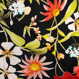 Satin De Soie Italienne Floral Noir - Ribes y Casals