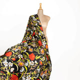 Satin De Soie Italienne Floral Noir - Ribes y Casals