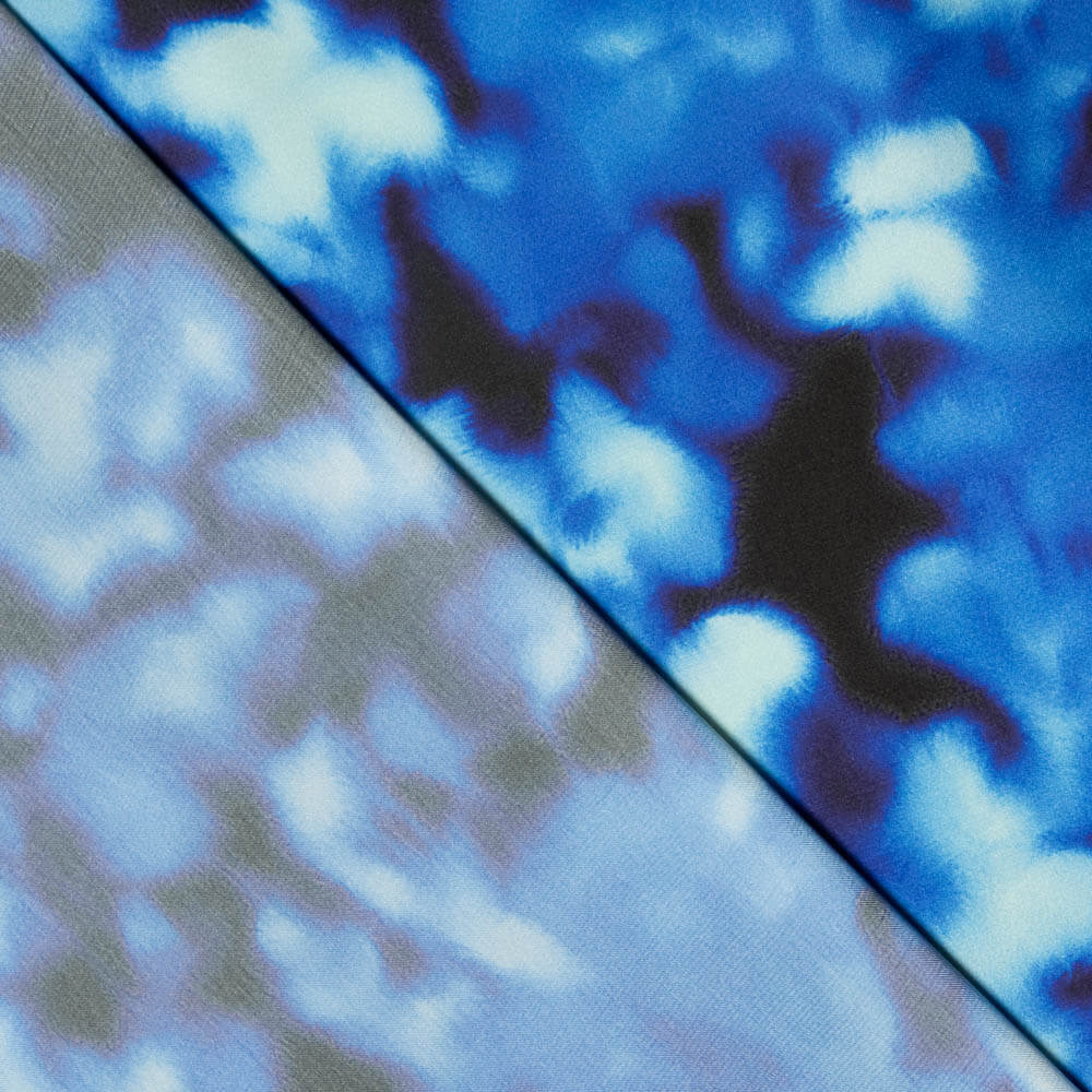 Satin imprimé Delhi bleu - Ribes y Casals