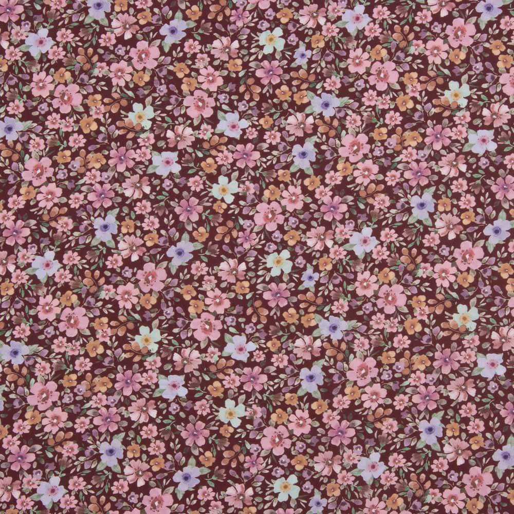 Popeline de tissu de coton « Jardin sauvage » bordeaux - Ribes y Casals