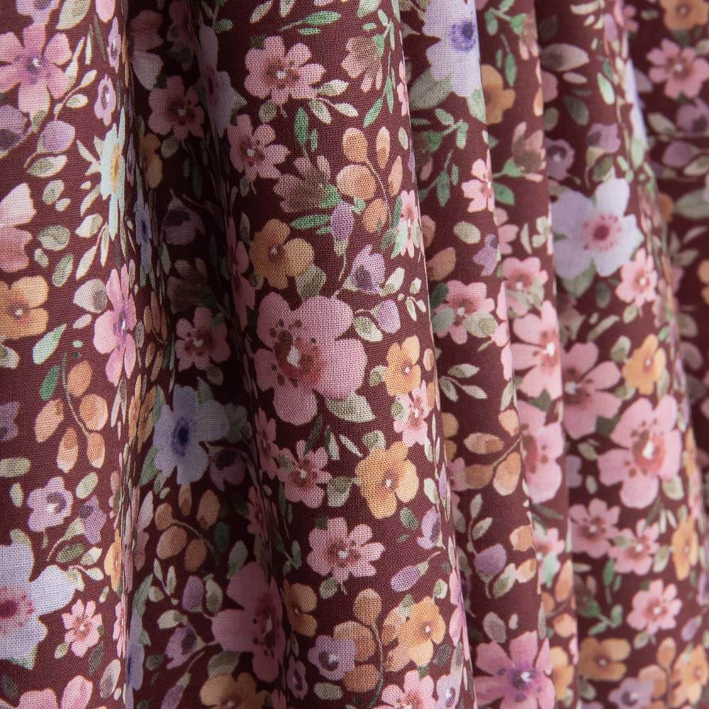 Popeline de tissu de coton « Jardin sauvage » bordeaux - Ribes y Casals