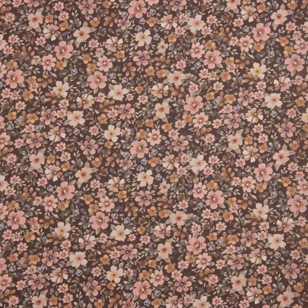 Popeline de tissu de coton « Jardin sauvage » marron - Ribes y Casals