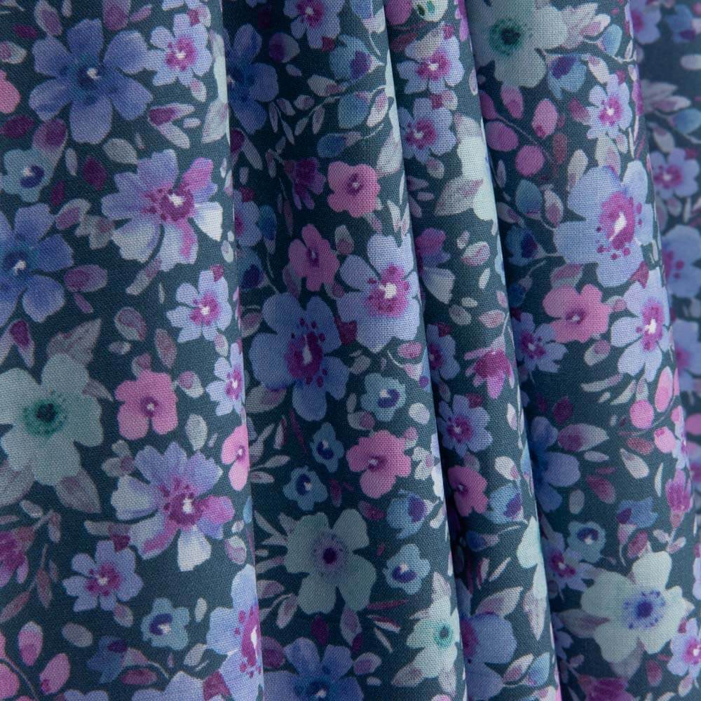Popeline de tissu de coton « Jardin sauvage » bleu - Ribes y Casals
