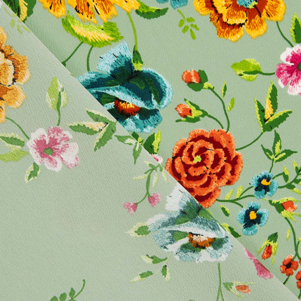 Châle Crêpe Manille Vert Sauge - Ribes y Casals