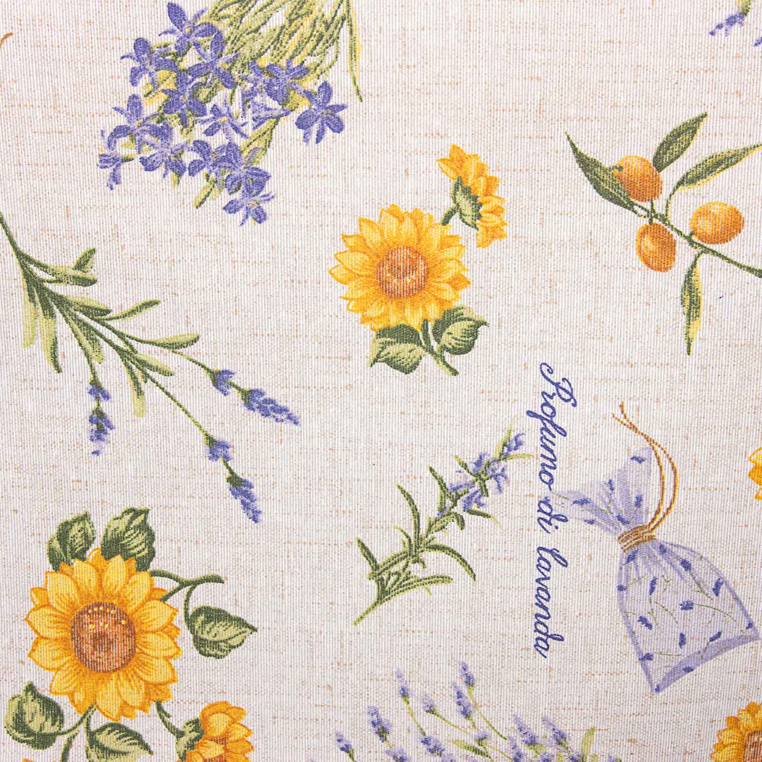 Nappe enduite de résine Tournesols et Lavande Beige - Ribes y Casals