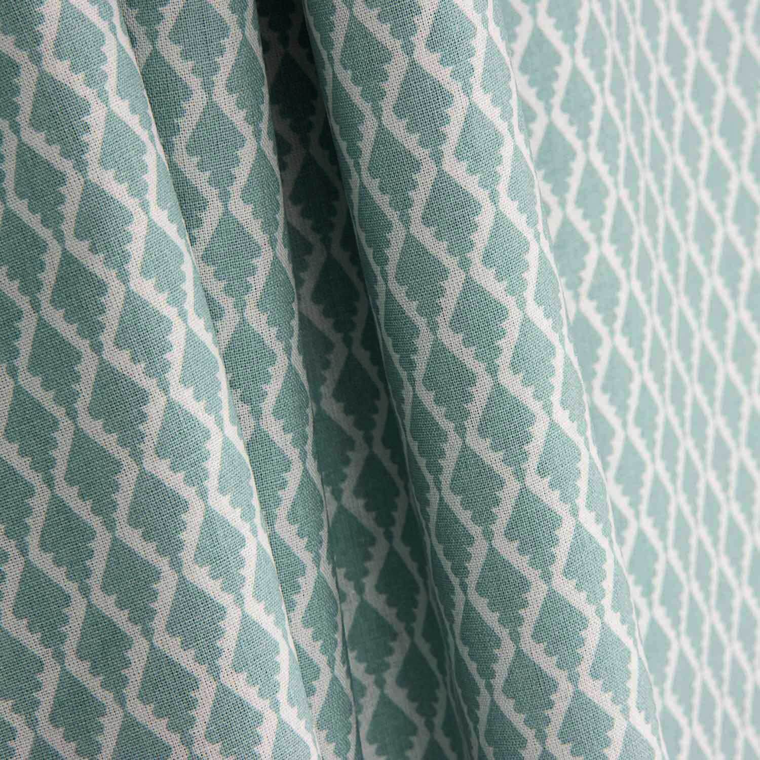Drap 100 % coton à losanges vert d'eau, 200 fils - Ribes y Casals