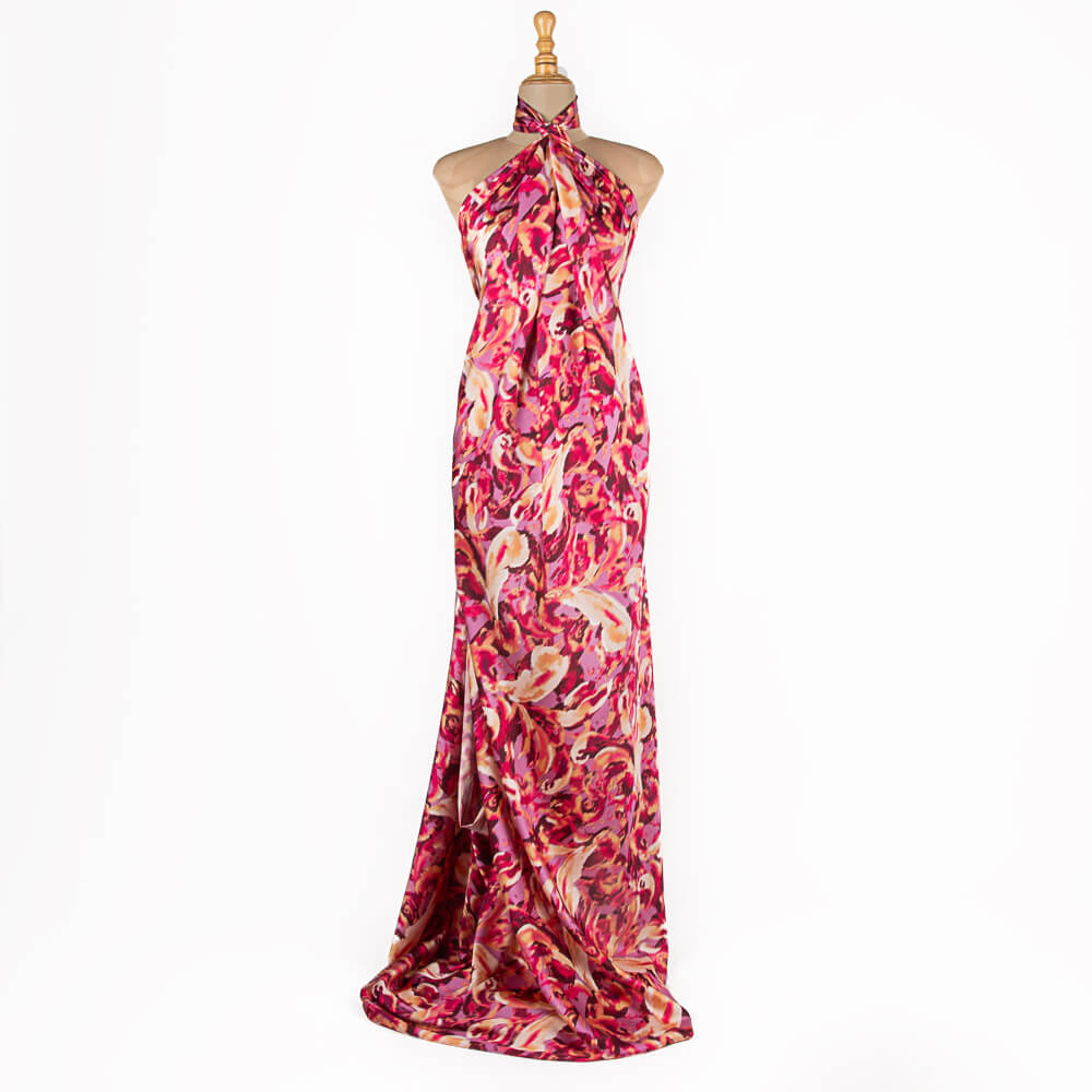 Satin imprimé Mysore rose - Ribes y Casals