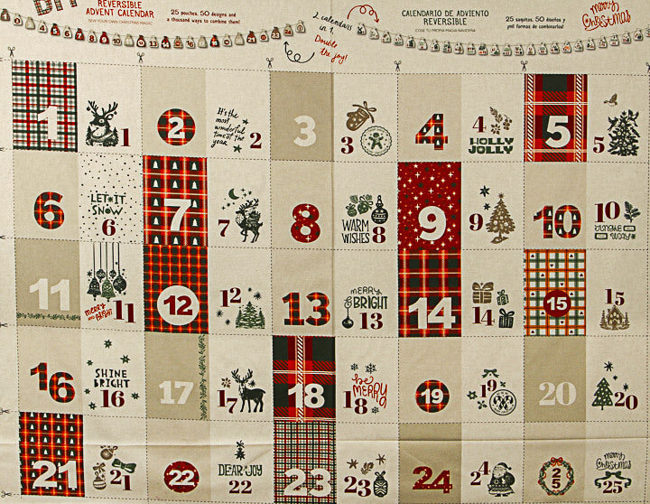 Panneau en tissu de coton « Calendrier de l'Avent réversible » - Ribes y Casals
